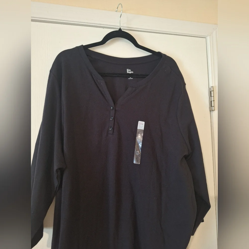 Women's NWT Kim Rogers 3/4 Length Shirt Black‎ Henley 4X - Picture 2 of 2